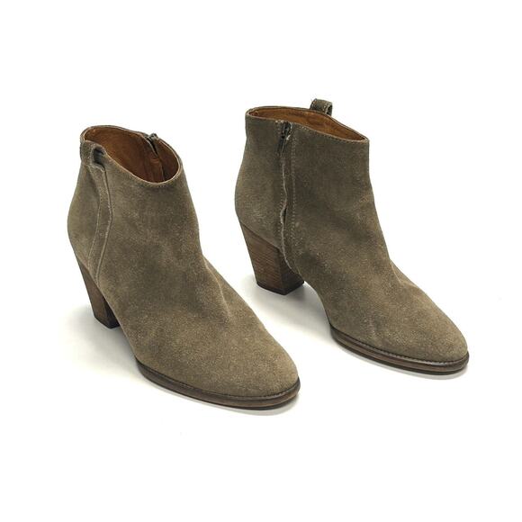 Madewell Western Ankle Boots Size 8.5 Brown Suede Side Zip The Billie Bootie - Picture 1 of 8
